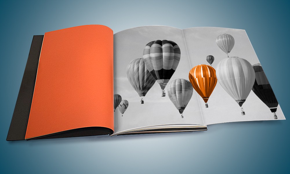 Hardcover book with inserted 4-pages folded 
